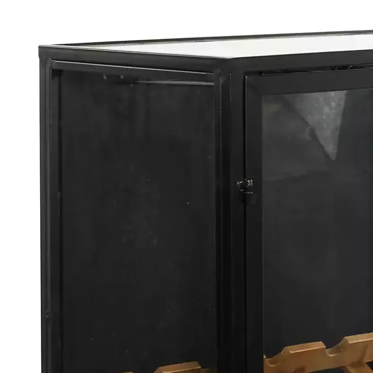 Kirklands Home Kitchen Islands & Bar Carts|Black Metal and Brown Wood Standing Wine Rack