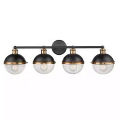 Kirklands Home Flush Mount Lighting|Black Metal and Glass 4-Globe Vanity Light