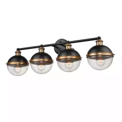 Kirklands Home Flush Mount Lighting|Black Metal and Glass 4-Globe Vanity Light