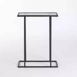 Kirklands Home Accent & End Tables|Metal and Glass Rectangular Accent Table Black
