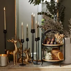 Kirklands Home Serving & Entertaining|Black Metal and Natural Wood 2-Tier Server