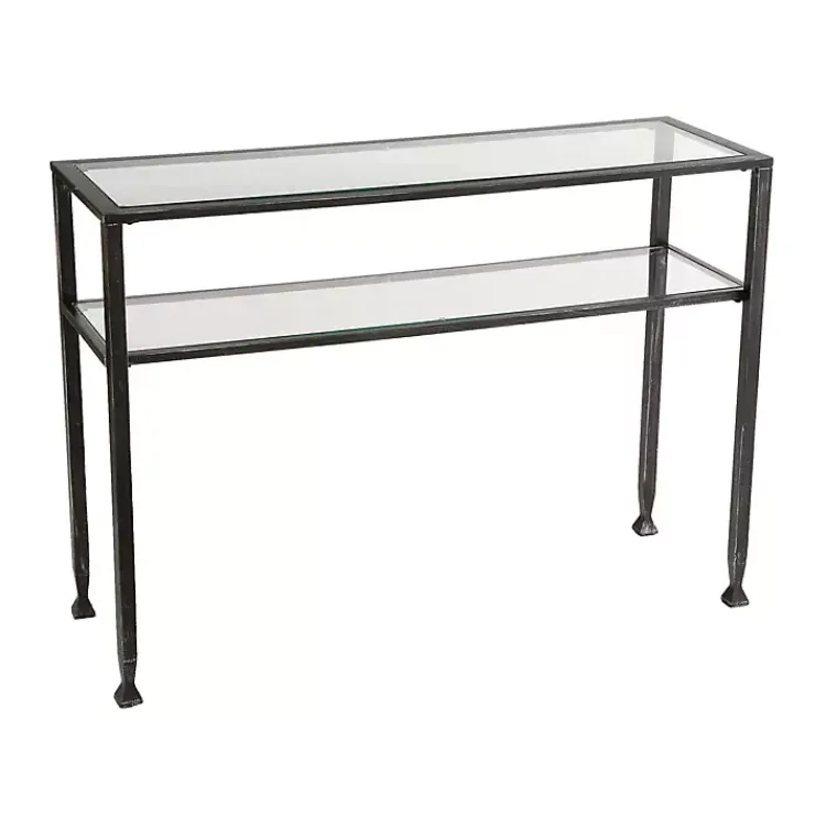 Kirklands Home Console Tables|Metal and Tempered Glass Console Table Black