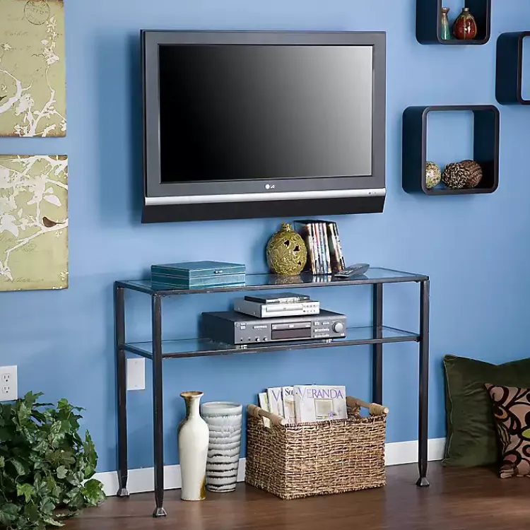 Kirklands Home Console Tables|Metal and Tempered Glass Console Table Black