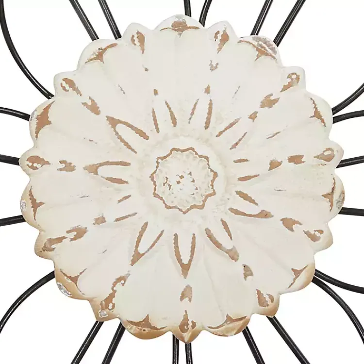 Kirklands Home Wall Plaques|Black Metal and Wood Floral Wall Plaques, Set of 2