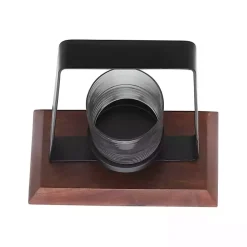 Sale Black Metal and Wood Hurricane Candle Holders