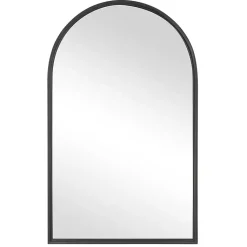 Kirklands Home Decorative Mirrors|Black Metal Arch Frame Wall Mirror
