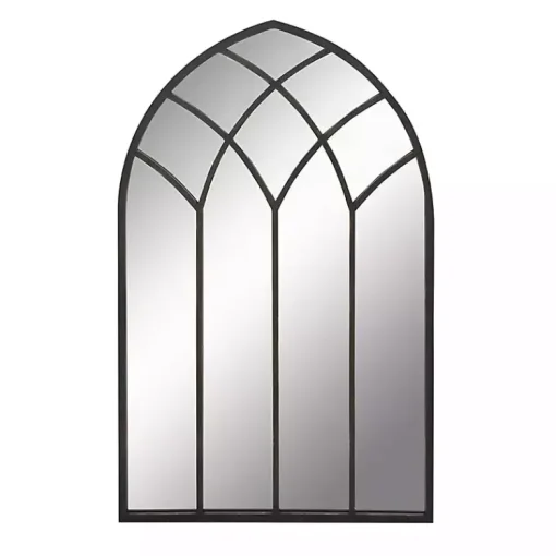 Kirklands Home Decorative Mirrors|Black Metal Arch Framed Mirror
