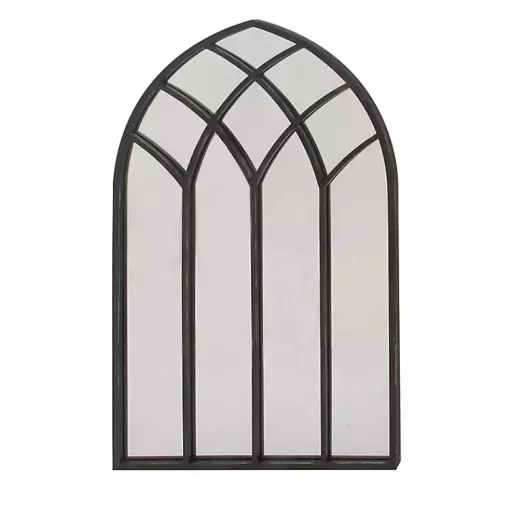 Kirklands Home Decorative Mirrors|Black Metal Arch Framed Mirror