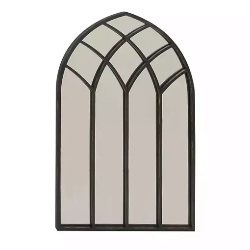 Kirklands Home Decorative Mirrors|Black Metal Arch Framed Mirror