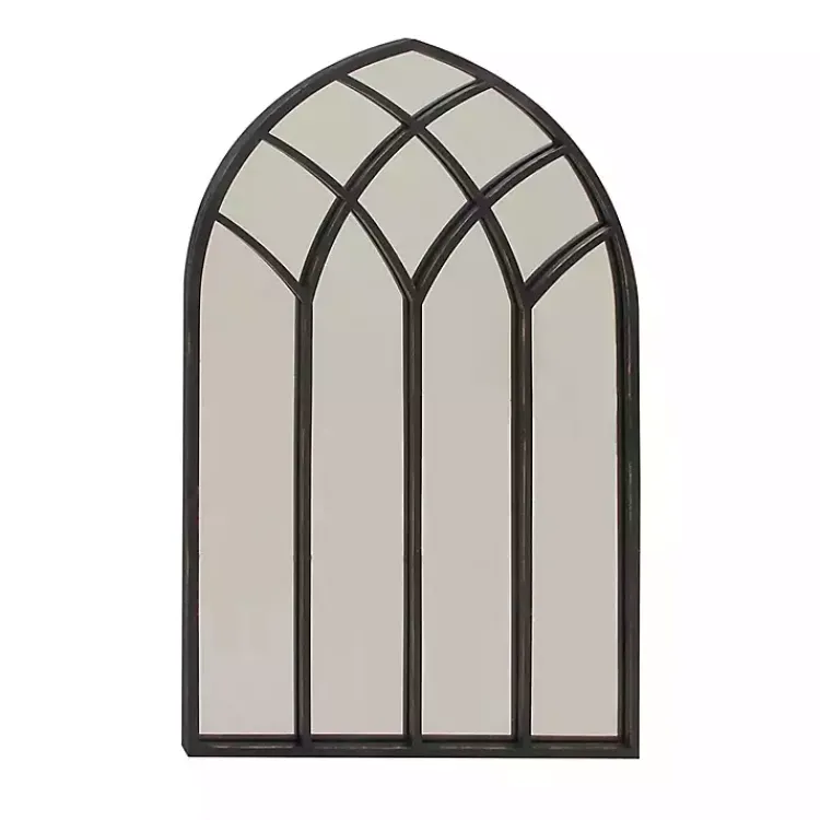 Kirklands Home Decorative Mirrors|Black Metal Arch Framed Mirror