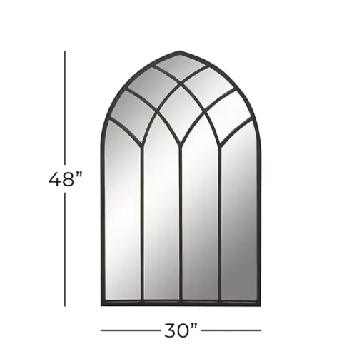 Kirklands Home Decorative Mirrors|Black Metal Arch Framed Mirror