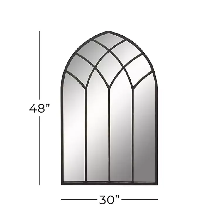 Kirklands Home Decorative Mirrors|Black Metal Arch Framed Mirror