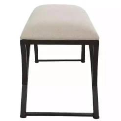Kirklands Home Benches & Ottomans|Black Metal Arched Frame Upholstered Bench Ivory