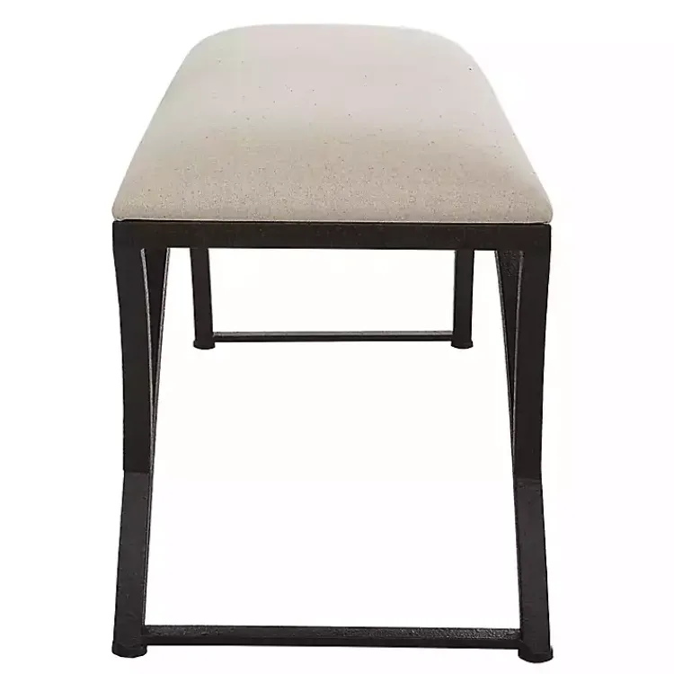 Kirklands Home Benches & Ottomans|Black Metal Arched Frame Upholstered Bench Ivory