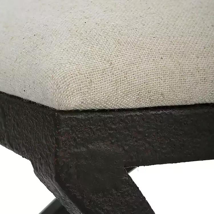 Kirklands Home Benches & Ottomans|Black Metal Arched Frame Upholstered Bench Ivory