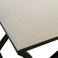 Kirklands Home Benches & Ottomans|Black Metal Arched Frame Upholstered Bench Ivory