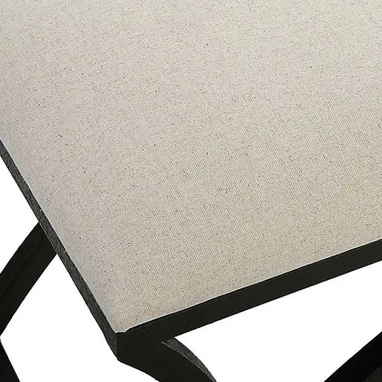 Kirklands Home Benches & Ottomans|Black Metal Arched Frame Upholstered Bench Ivory