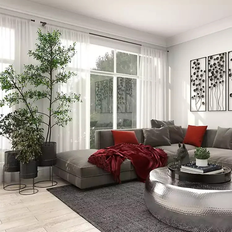 Kirklands Home Planters|Metal Basket Weave Planters, Set of 3 Black