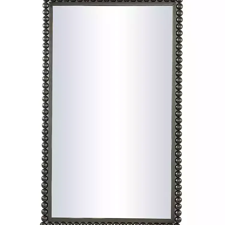 Kirklands Home Decorative Mirrors|Black Metal Beaded Frame Wall Mirror