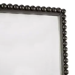 Kirklands Home Decorative Mirrors|Black Metal Beaded Frame Wall Mirror