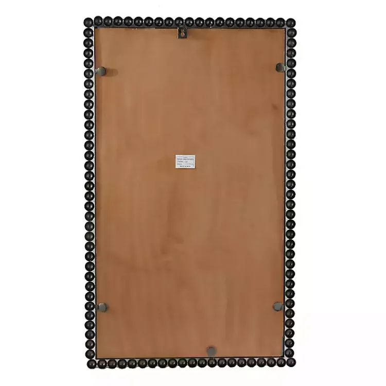 Kirklands Home Decorative Mirrors|Black Metal Beaded Frame Wall Mirror