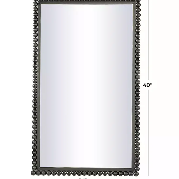 Kirklands Home Decorative Mirrors|Black Metal Beaded Frame Wall Mirror