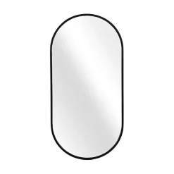 Kirklands Home Decorative Mirrors|Black Metal Capsule Wall Mirror