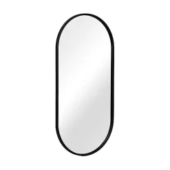 Kirklands Home Decorative Mirrors|Black Metal Capsule Wall Mirror