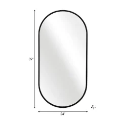 Kirklands Home Decorative Mirrors|Black Metal Capsule Wall Mirror