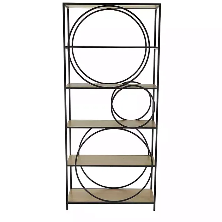 Kirklands Home Bookshelves|Black Metal Circles 5-Tier Bookcase