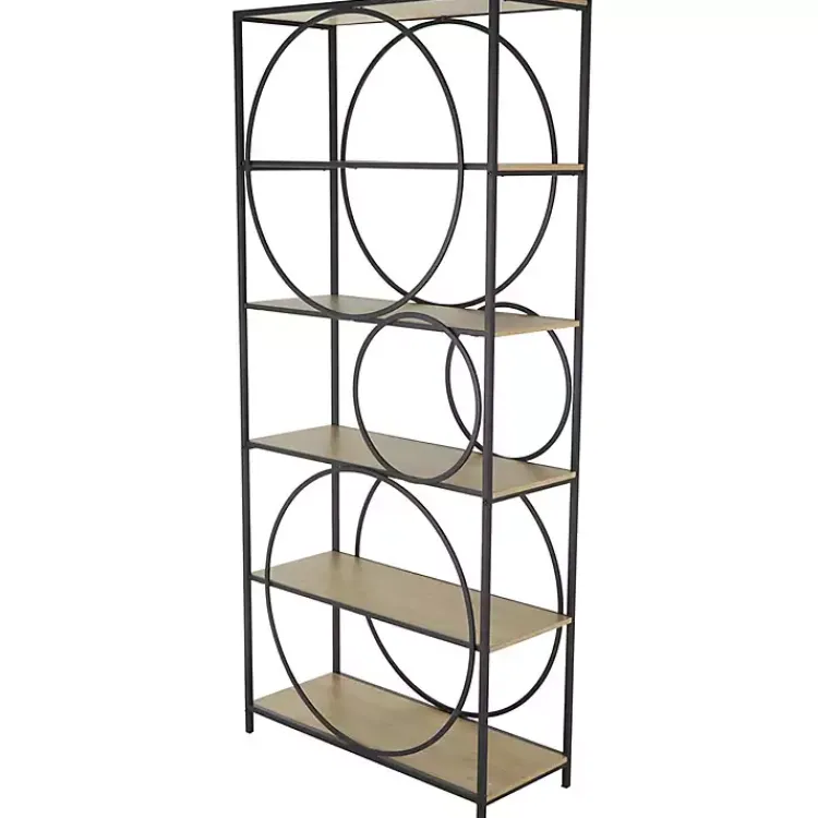Kirklands Home Bookshelves|Black Metal Circles 5-Tier Bookcase