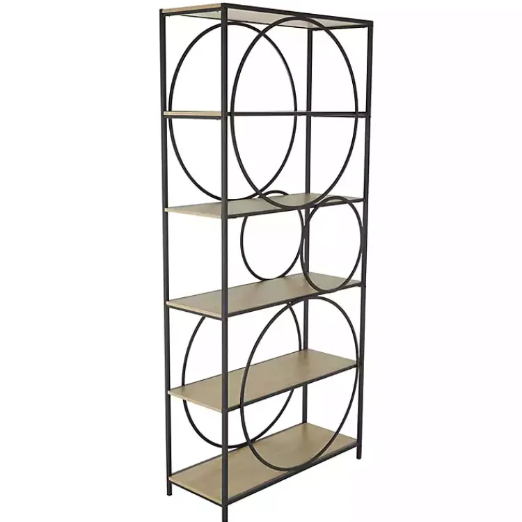 Kirklands Home Bookshelves|Black Metal Circles 5-Tier Bookcase