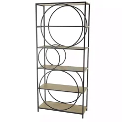 Kirklands Home Bookshelves|Black Metal Circles 5-Tier Bookcase