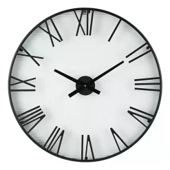 Kirklands Home Clocks|Black Metal Clear Glass Wall Clock