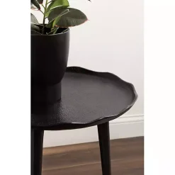 Kirklands Home Accent & End Tables|Metal Deckled Edge Round Side Table Black