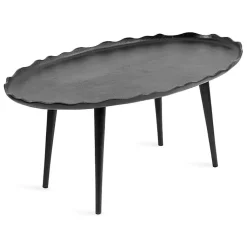 Kirklands Home Coffee Tables|Metal Deckled Edge Oval Coffee Table Black