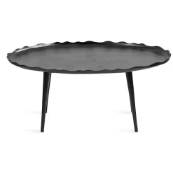 Kirklands Home Coffee Tables|Metal Deckled Edge Oval Coffee Table Black