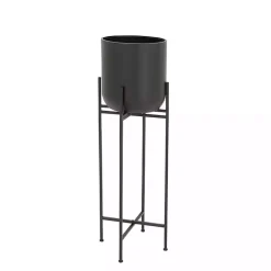 Kirklands Home Planters|Metal Dome Planter with Stand, 46 in. Black
