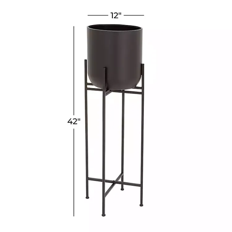 Kirklands Home Planters|Metal Dome Planter with Stand, 46 in. Black