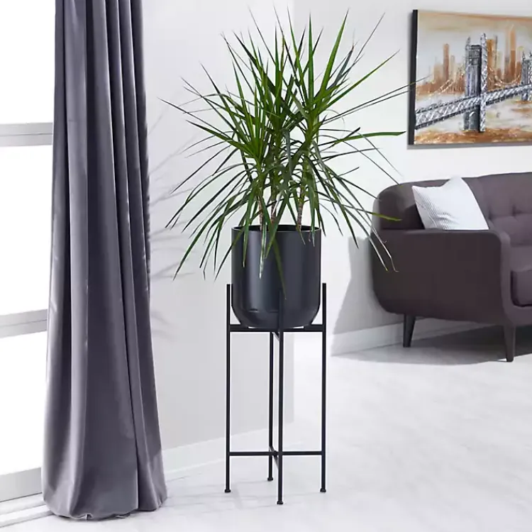 Kirklands Home Planters|Metal Dome Planter with Stand, 36 in. Black