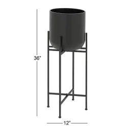 Kirklands Home Planters|Metal Dome Planter with Stand, 36 in. Black