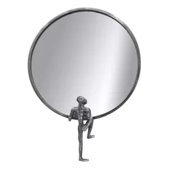 Kirklands Home Decorative Mirrors|Metal Figure Wall Mirror Black