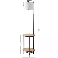 Kirklands Home Floor Lamps|Black Metal Floor Lamp with Wood Shelves White