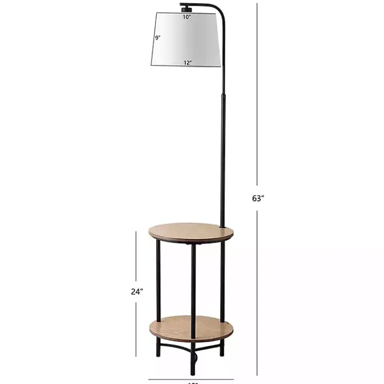 Kirklands Home Floor Lamps|Black Metal Floor Lamp with Wood Shelves White