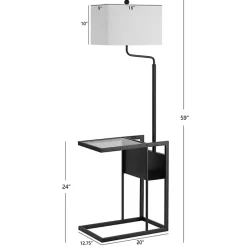 Kirklands Home Floor Lamps|Black Metal Floor Lamp with Glass Tabletop White