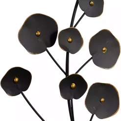 Kirklands Home Wall Plaques|Metal Floral Wall Plaques, Set of 2 Black