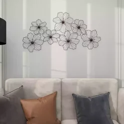 Kirklands Home Wall Plaques|Metal Floral Wire Wall Plaque Black