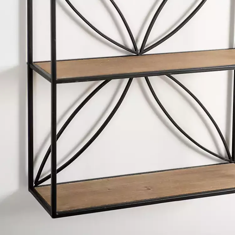 Kirklands Home Shelves|Black Metal Flower Frame 3-Tier Wall Shelf