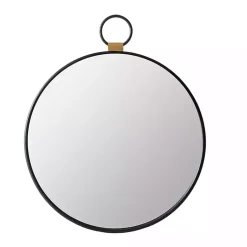 Kirklands Home Decorative Mirrors|Black Metal Frame Round Loop Wall Mirror