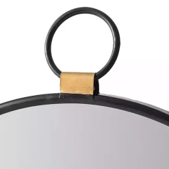 Kirklands Home Decorative Mirrors|Black Metal Frame Round Loop Wall Mirror